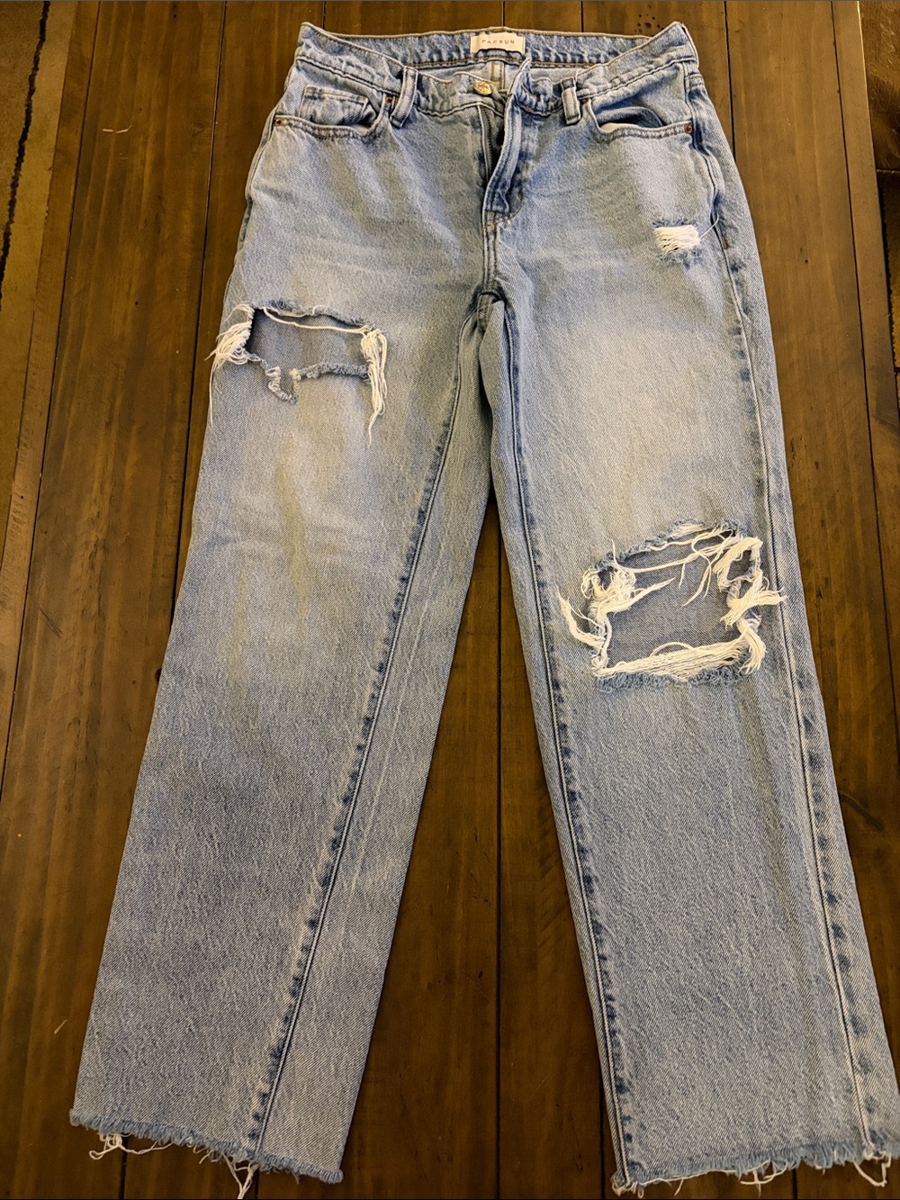 Light Wash Distressed Straight Leg Jeans